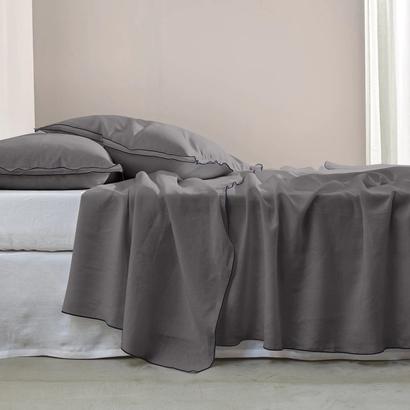 Bourdon Edge Flat Sheets Dark Grey