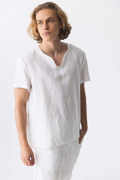 Men’s Short Sleeves Tunic White "Marcelo" #colour_optic-white
