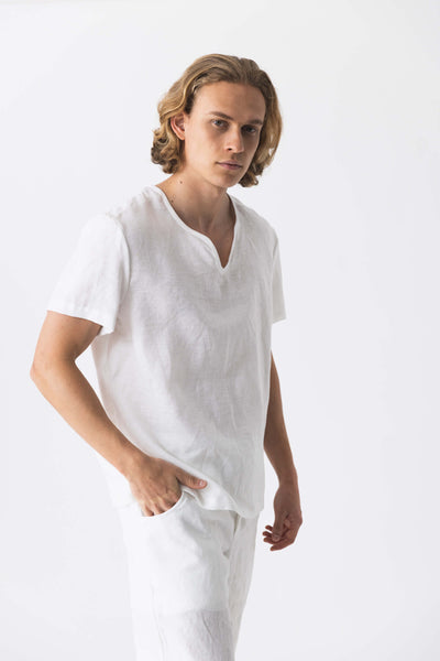 Men’s Short Sleeves Tunic White Pure White #colour_optic-white