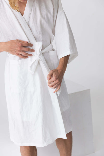 French linen bathrobe, “Nelson” #colour_optic-white