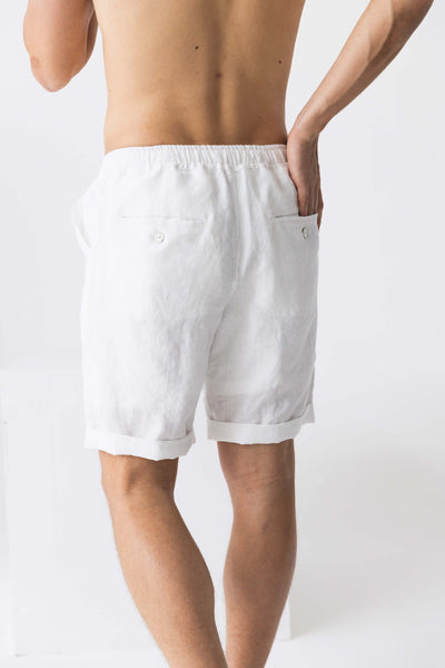 French linen shorts "Rafael" #colour_optic-white
