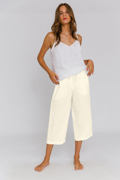 Casual Linen Bermuda "Carla" ivory