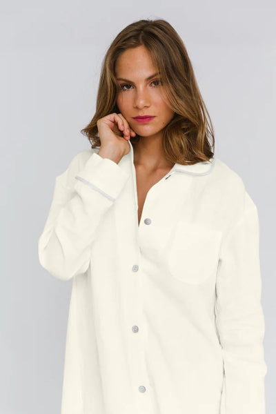 Luxury linen nightgown “Mel” optical ivory