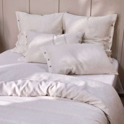 Ivory linen Pillowcases with Buttons