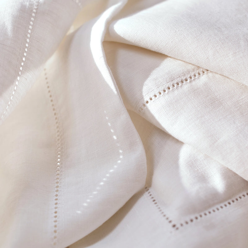 Hemstitch border ivory linen duvet cover 