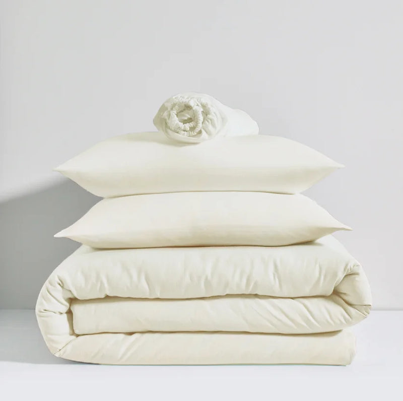 Linen bedding set ivory