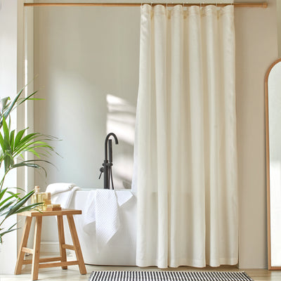 simple linen shower curtain ivory