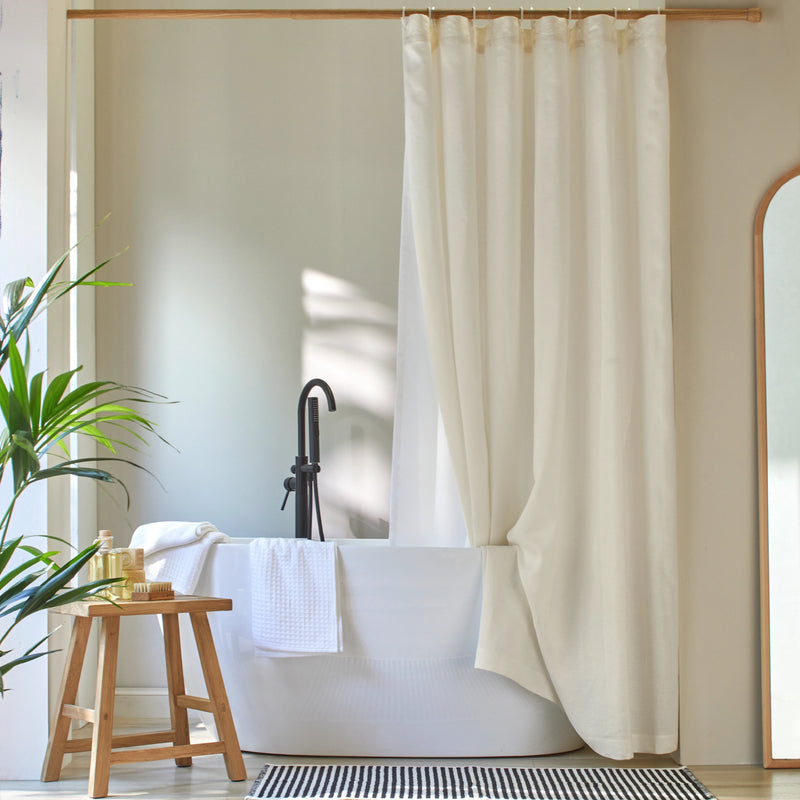 linen shower curtain ivory