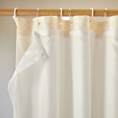 detachable waterproof lining for linen ruffles shower curtain ivory