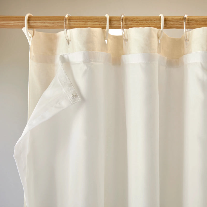 detachable waterproof lining for linen ruffles shower curtain ivory