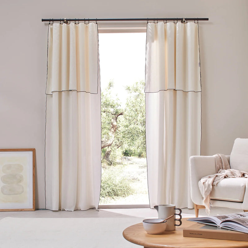 Bourdon Edge Linen Curtains ivory