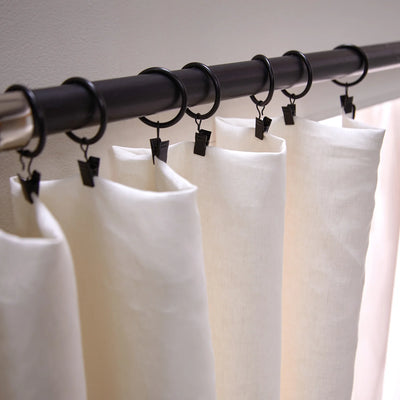 custom made Bourdon Edge Linen Curtains fixation in ivory