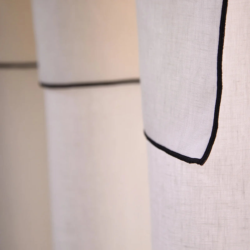 Bourdon Edge Linen Curtains Close up ivory