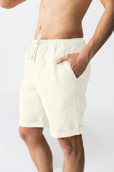 Relaxed washed linen shorts ivory