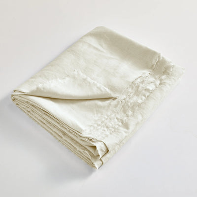 Frayed Border Folded Flat Sheet Ivory