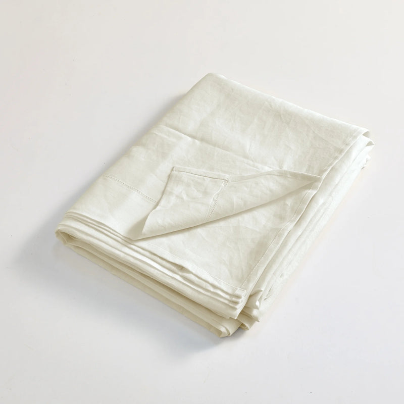 Linen hemstitch folded top sheet ivory