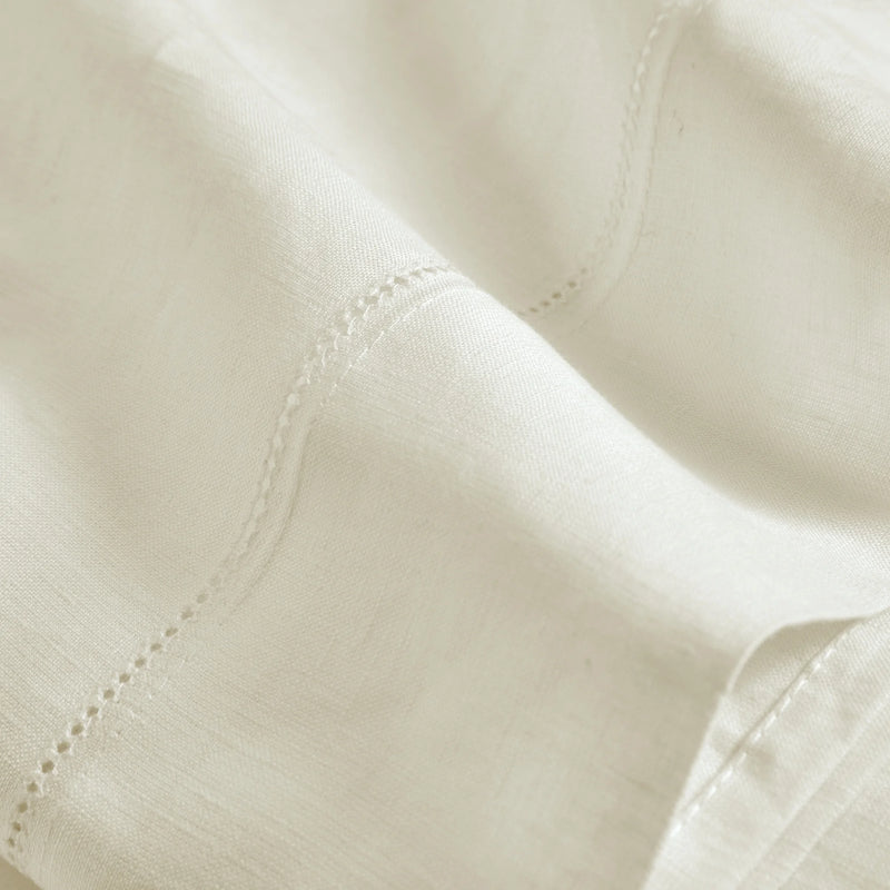 Linen hemstitch top sheet ivory