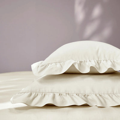 ivory Ruffles Linen Pillowcases