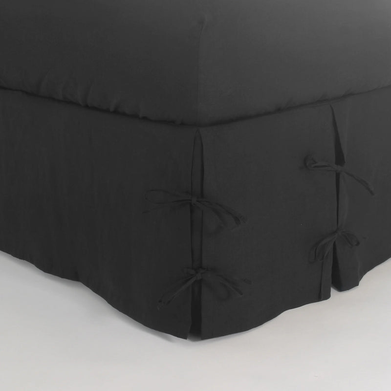 Linen Knotted Bed Skirt black