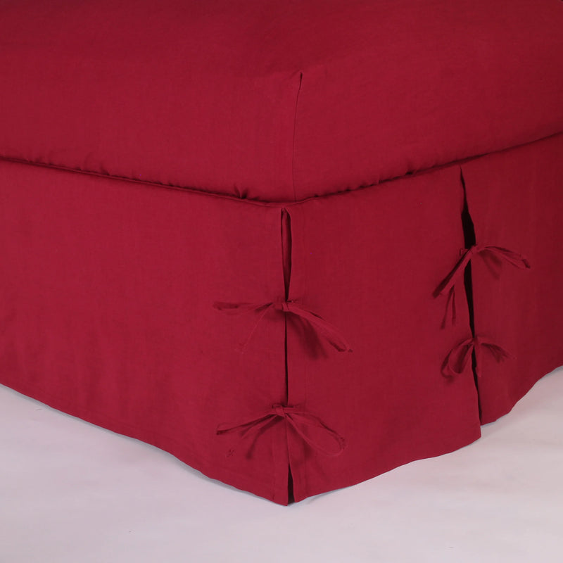 Linen Knotted Bed Skirt burgundy