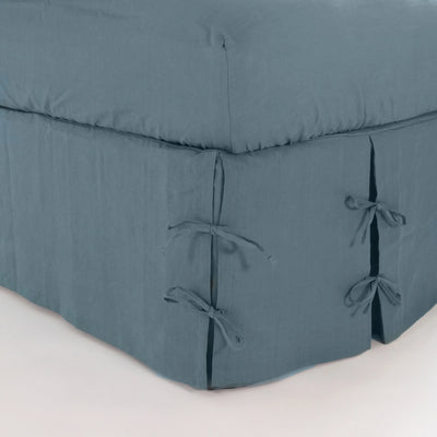 Linen Knotted Bed Skirt french blue