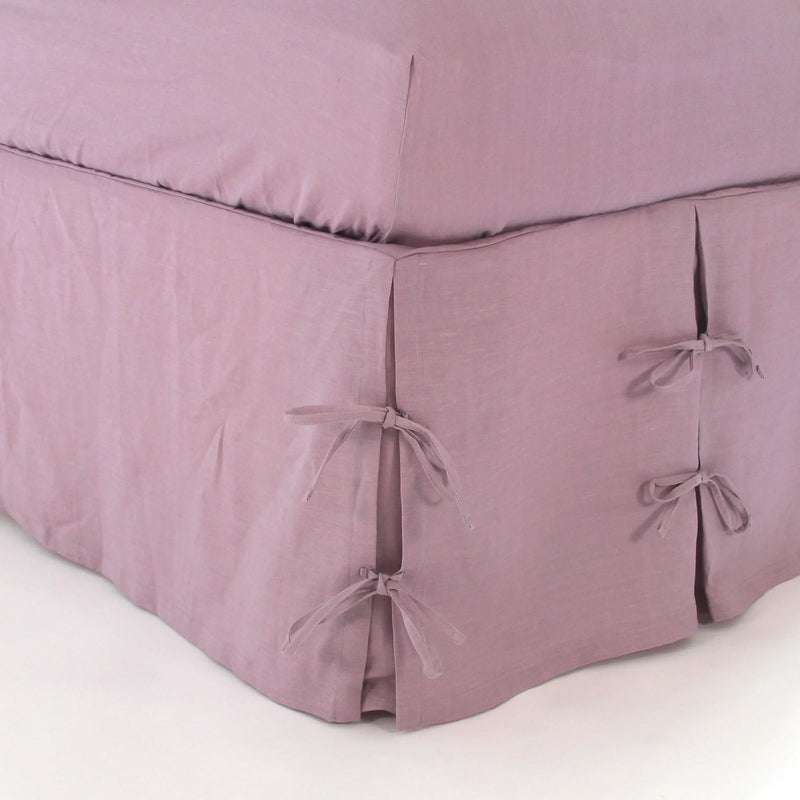 Linen Knotted Bed Skirt lilac