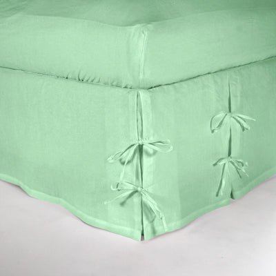 Linen Knotted Bed Skirt mint green