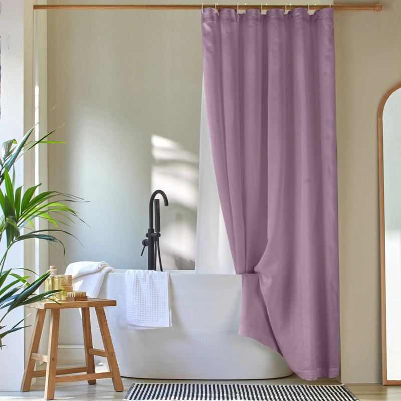 plain linen shower curtain lilac