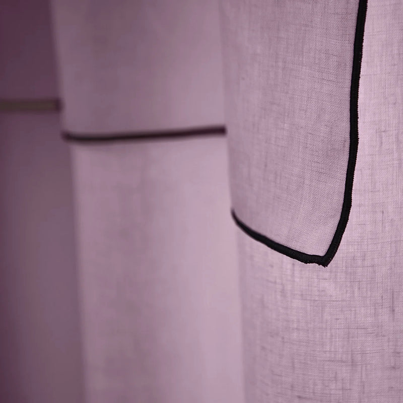 Bourdon Edge Linen Curtains Close up lilac