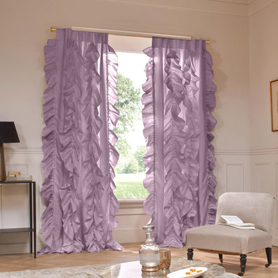 Custom ruffled Linen curtain lilac