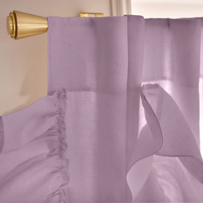 Custom drops Ruffles Linen curtain top lilac