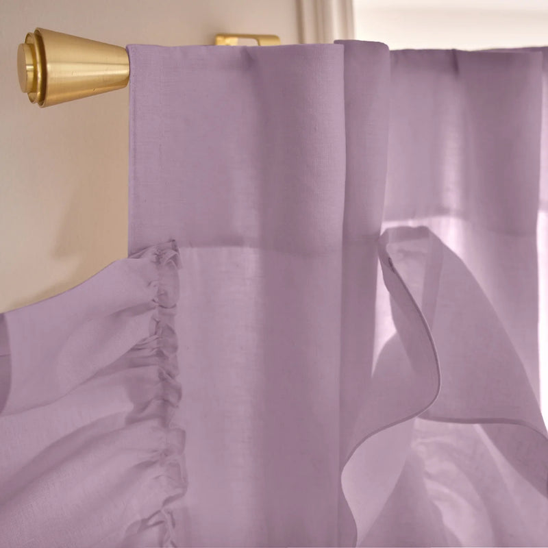 Custom drops Ruffles Linen curtain top lilac