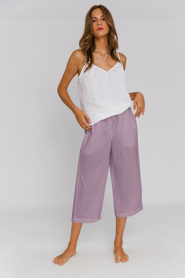 Casual Linen Bermuda "Carla" lilac