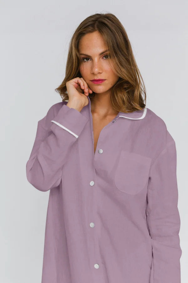 Luxury linen nightgown “Mel” lilac