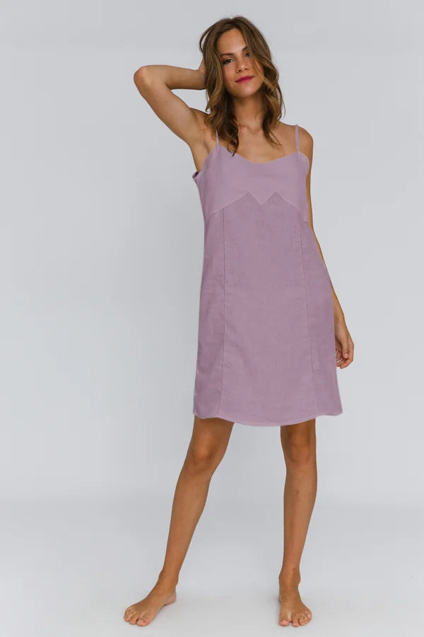 Washed Linen Nightgown "Olívia" lilac