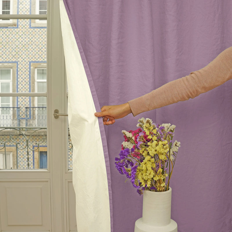 lined linen curtain lilac