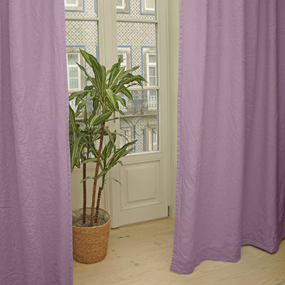 Cotton lined linen curtain lilac