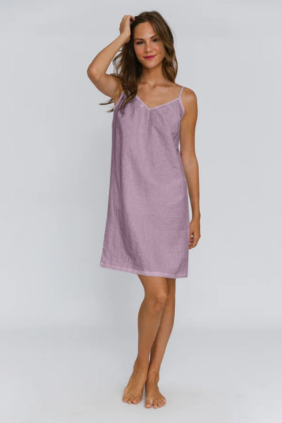 Washed Linen Nightie “Iza” lilac