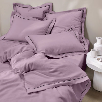 bourdon border linen pillowcase lilac