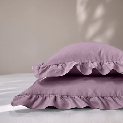 lilac Ruffles Linen Pillowcases