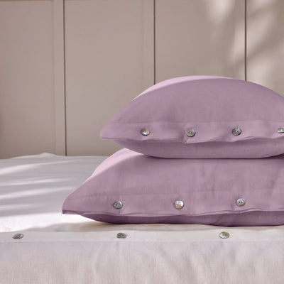 Lilac soft Linen Pillowcases with Buttons