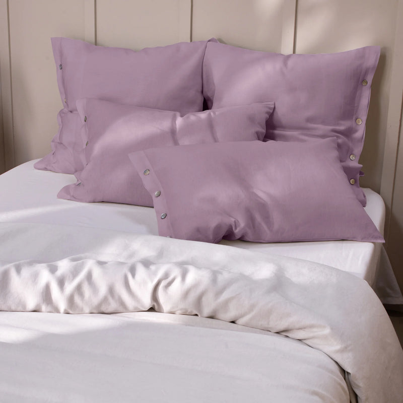 Lilac linen Pillowcases with Buttons