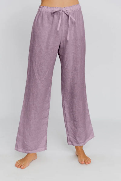 Washed Linen Pajamas Trousers lilac