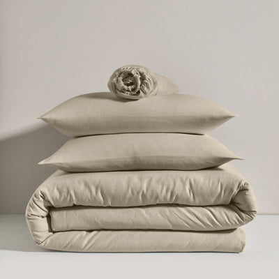 Linen bedding set beige natural