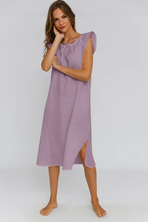 Long Linen Night Dress “Rosa” lilac