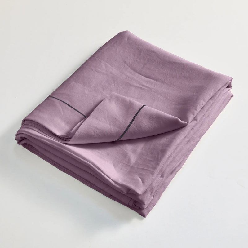 ourdon linen flat sheet folded lilac