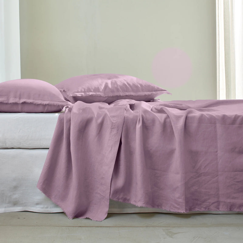 Flat Sheet with Frayed edge Border Lilac