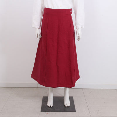 Casual long flared linen skirt #colour_burgundy