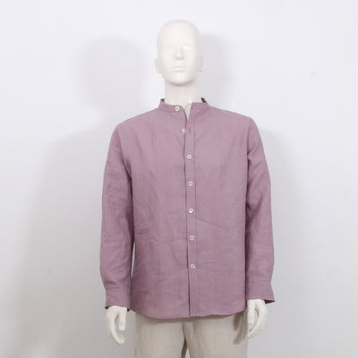 Mao collar linen shirt “Natanael” #colour_lilac