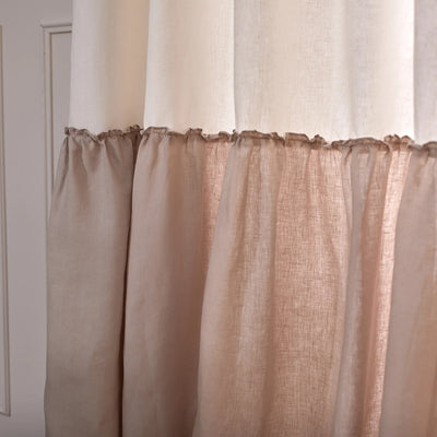 Custom Contrasted Ruffle Linen Curtain beige